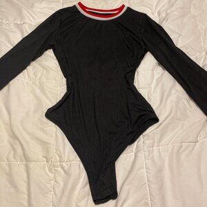 Women's Black and Red Bodysuit